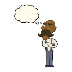 cartoon angry old man with thought bubble N88