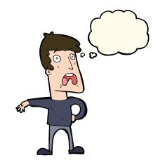cartoon complaining man with thought bubble N7