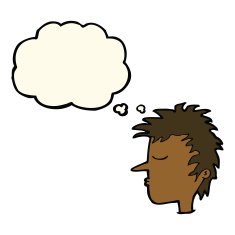 cartoon male face with thought bubble N13