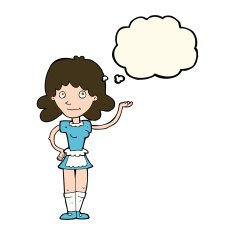 cartoon maid with thought bubble N25