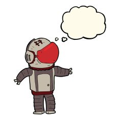 cartoon astronaut with thought bubble N68