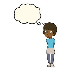 cartoon pretty woman with thought bubble N168