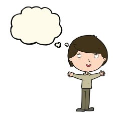 cartoon happy boy with thought bubble N147