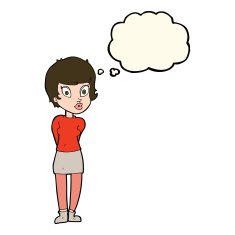 cartoon pretty woman with thought bubble N169