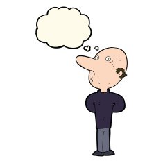 cartoon balding man with thought bubble N14