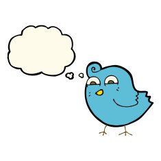 cartoon funny bird with thought bubble N7