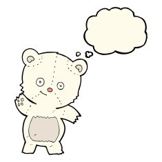 cute polar bear cartoon with thought bubble N8