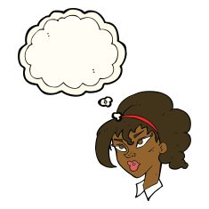 cartoon pretty woman with thought bubble N170
