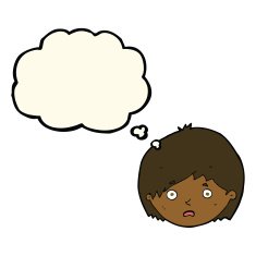cartoon unhappy boy with thought bubble N38