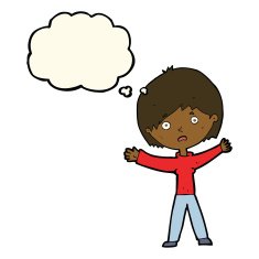 cartoon worried woman with thought bubble N48