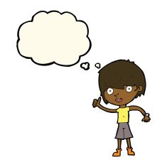 cartoon boy with positive attitude thought bubble N13
