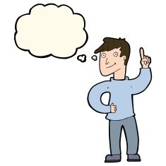 cartoon man with great idea thought bubble N19