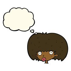 cartoon surprised woman with thought bubble N160