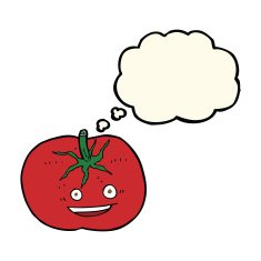 cartoon tomato with thought bubble N27