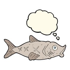 cartoon fish with thought bubble N51