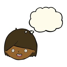 cartoon happy face with thought bubble N36