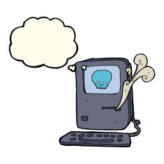 computer virus cartoon with thought bubble N4