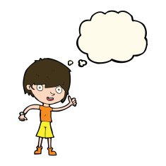 cartoon boy with positive attitude thought bubble N14