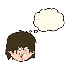 cartoon happy man with thought bubble N298