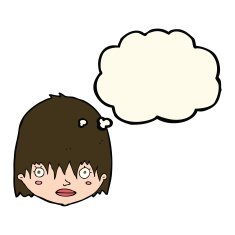 cartoon staring woman with thought bubble N36