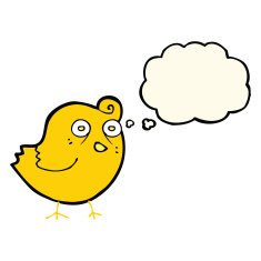 funny cartoon bird with thought bubble N89