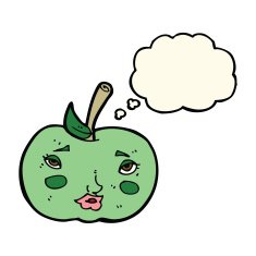 cartoon apple with face thought bubble N15