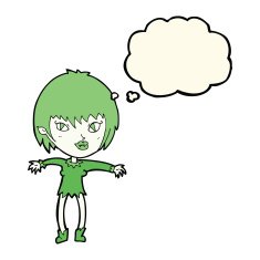 cartoon vampire girl with thought bubble N145