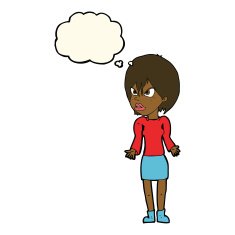 Cartoon Annoyed Woman With Thought Bubble N116