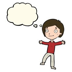 cartoon excited boy with thought bubble N96
