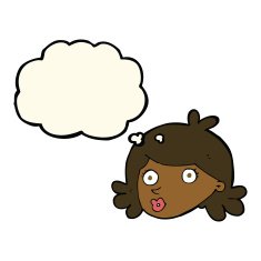 cartoon pretty face with thought bubble N7