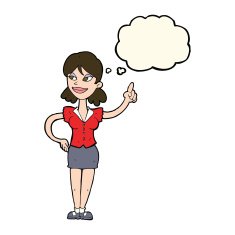 cartoon woman with great idea thought bubble N15
