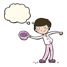 cartoon man tipping hat with thought bubble N6