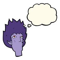 cartoon vampire face with thought bubble N24