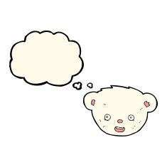 cartoon polar bear face with thought bubble N16