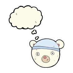 cartoon polar bear face with thought bubble N17