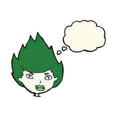 cartoon vampire head with thought bubble N26