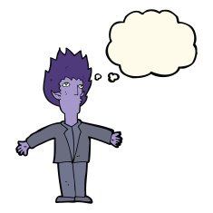 cartoon vampire with thought bubble N88