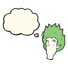 cartoon vampire face with thought bubble N26