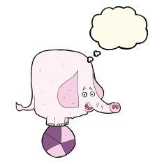 cartoon circus elephant with thought bubble N8