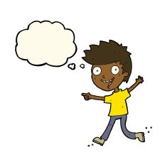 cartoon crazy excited boy with thought bubble N7