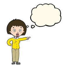 cartoon shocked woman with thought bubble N62