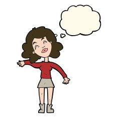 cartoon woman only joking with thought bubble N8