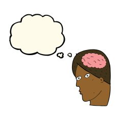 cartoon head with brain symbol thought bubble N27