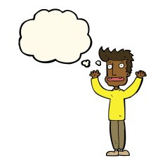 cartoon stressed man with thought bubble N41