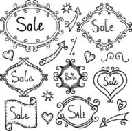 Doodle set frames arrows and hearts on sale