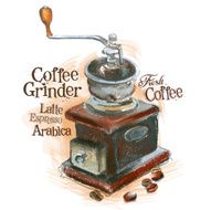 fresh coffee vector logo design template grinder or beans icon