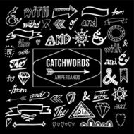 Set of chalk catchwords ampersands and other vector elements