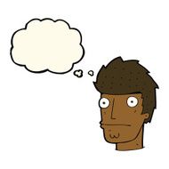 cartoon nervous man with thought bubble N91