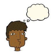 cartoon curious man with thought bubble N41