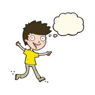 cartoon crazy excited boy with thought bubble N8